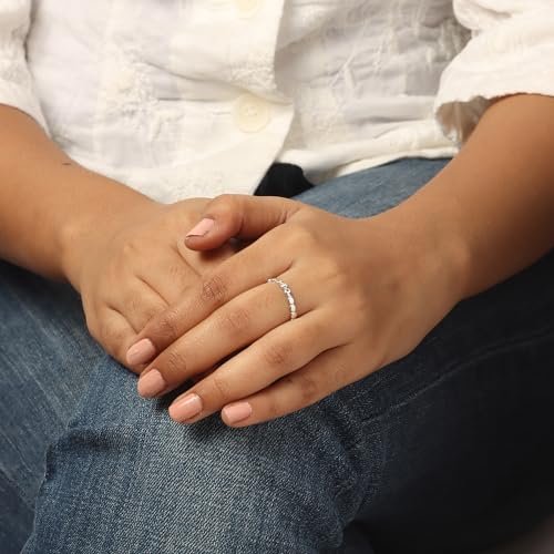 LeCalla 925 Sterling Silver Ring Round Disc Designed Eternity Ring High Polish Simple Repeating Circle Ring Engagement Wedding Ring for Women | Band Size 6-83