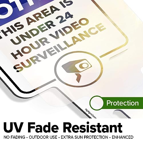 Image of Notice, This Area is Under 24 Hour Video Surveillance Sign, 7x13, Heavy Duty Integrated Ground Stakes, Indoor /Outdoor Use, Rust Free Aluminum Composite, Made in USA by My Sign center