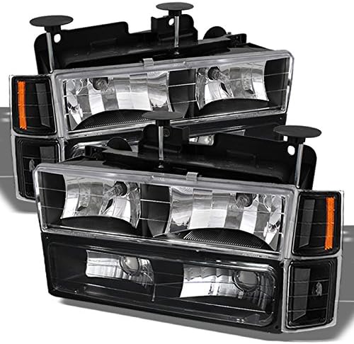 AKKON - For 1994-1998 Chevy C/K 1500/2500/3500 Tahoe Suburban Full Size C10 Black Headlights Left+Right Headlamp