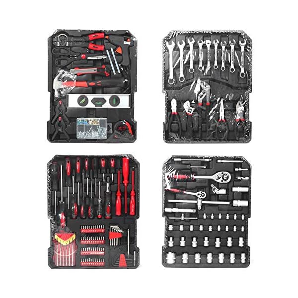 799pcs Werkzeugtrolley Werkzeugkoffer mit Rollen and Teleskophandgriff, Universal-Werkzeugsortiment geeignet für die…