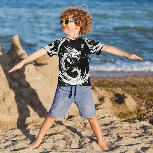 Kids Swimsuit Dragon Black Tai Chi Ink Sunscreen T-Shirts Swimwear Sets UPF 50+4
