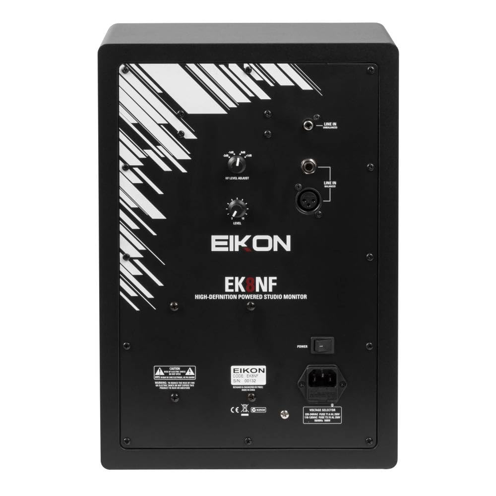 PROEL EIKON EK8NF - Coppia Monitor Audio da Studio Professionale bi-amplificato in Classe AB da 45+75 W, Nero