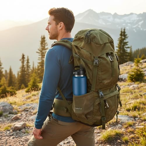 Image of 40oz Water Bottles Insulated with Straw,Leak Proof Water Bottles Fit in Car Cup Holder，Mens Water Bottle Stainless Steel for Gym,Hiking,Travel,Bpa free,Navy Blue