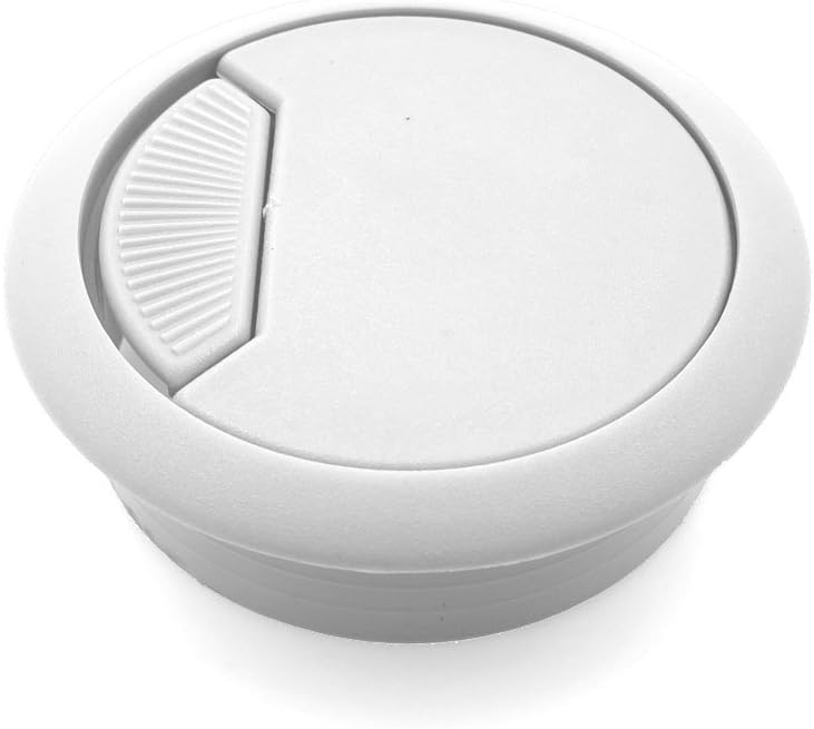 Modket M4327-80-WT-3 PC Computer Cord Cable Wires Organizer Hole Cover 3-1/8" White Plastic Desk Grommet - 3 Pack