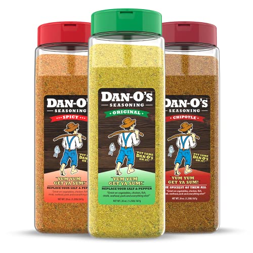 Dan-O's Seasoning Large 3 Bottle Combo | Original, Chipotle, & Spicy | 3 Pack (20 Oz) #TOP4