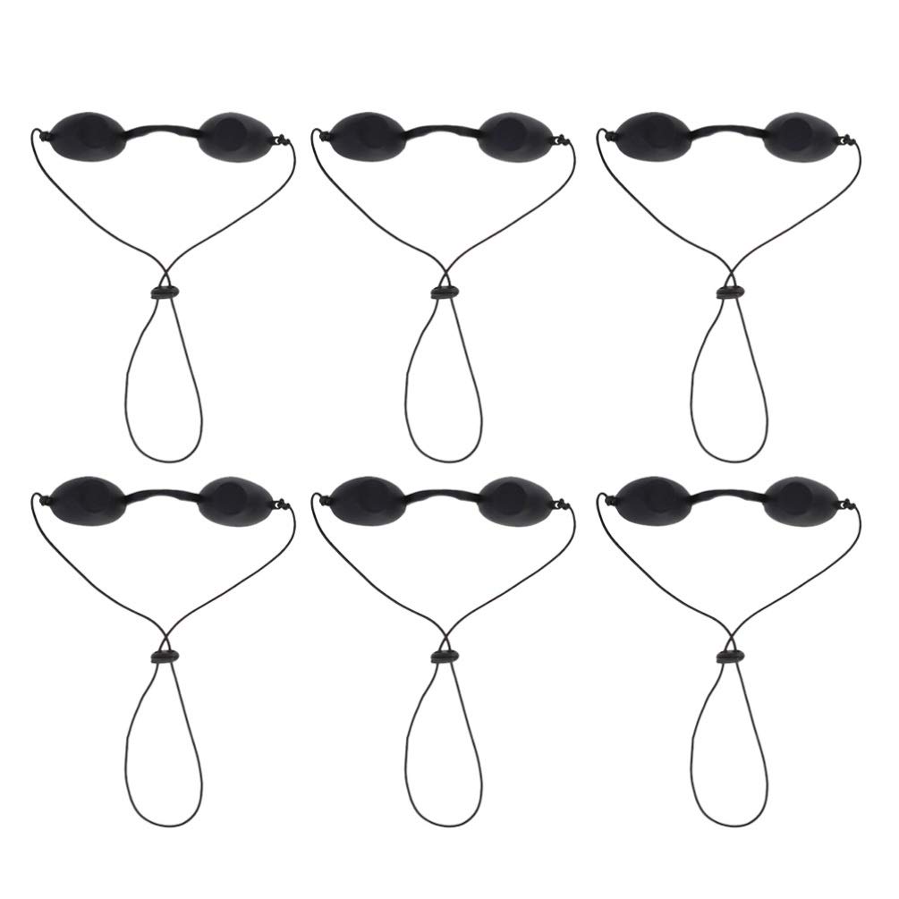 EXCEART IPL Safety Goggles Eye Patch Protection for Infrared LED Red Blue Light Hard Wavelength Patients Therapy Eye Protector Silicone Ergonomic Black 6 Pcs