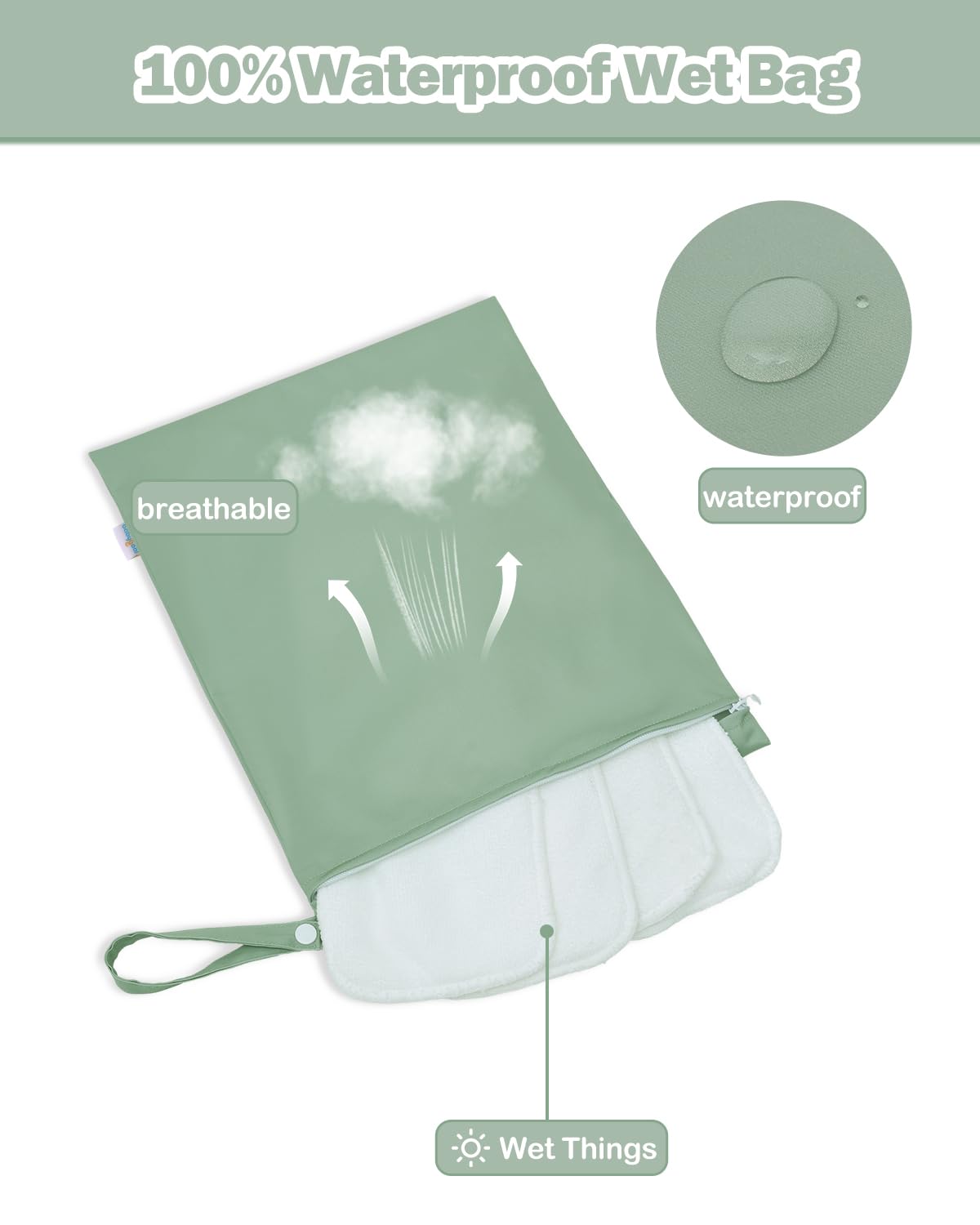 babygoal LAU-NKD5354-B Nass-Trockenbeutel für Badeanzüge, wasserdichte Tasche für Reisen, Lebensmittelaufbewahrung, Kinderwagen, Kindertagesstätte, Babywindeln, Yoga, Strand, Pool, nasse Kleidung, 2