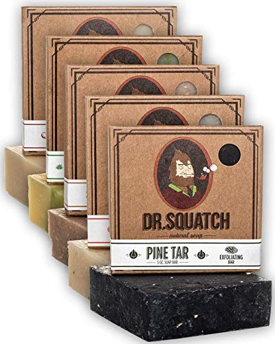 Dr. Squatch Men's Soap Sampler Pack (5 Bars) – Cool Fresh Aloe, Gold Moss, Pine Tar, Cedar Citrus, Spearmint Basil Bars – Natural Manly Scented Organic Soap for Men (5 Bar Bundle Set)