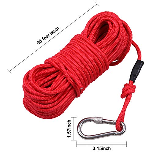 image for EVISWIY Fishing Magnets Double Sided 660LBS with Rope 65FT Carabiner G
