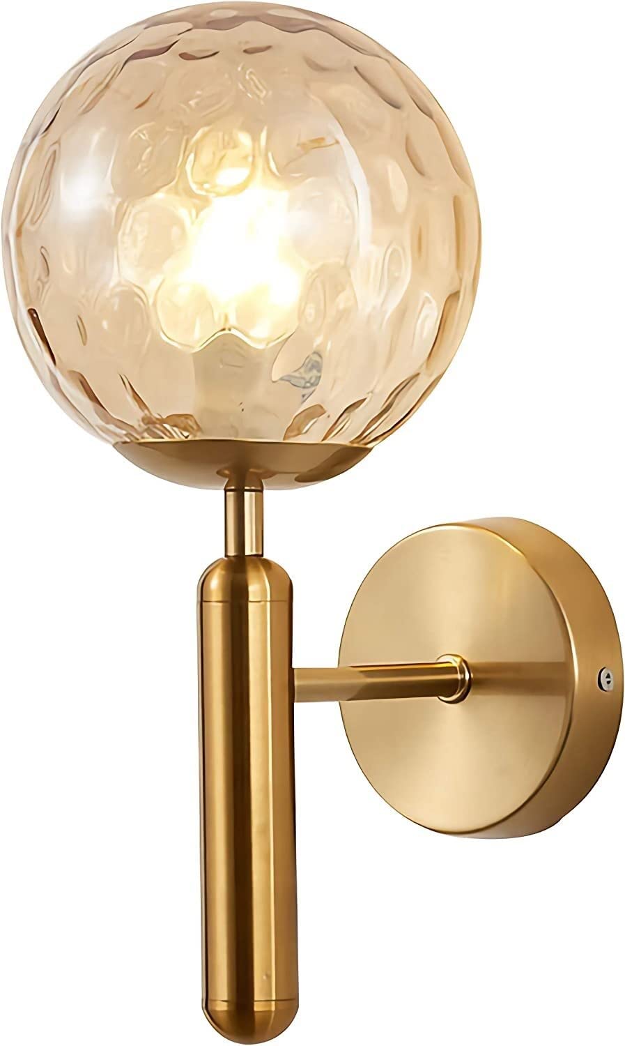 LED Wall Lamp Modern Wall Light with 6 Inch Glass Shade Sconces E27 Base Wall Lantern for Bedroom Living Room Restaurants Porch Doorway Hallway (Color : Gold 2)