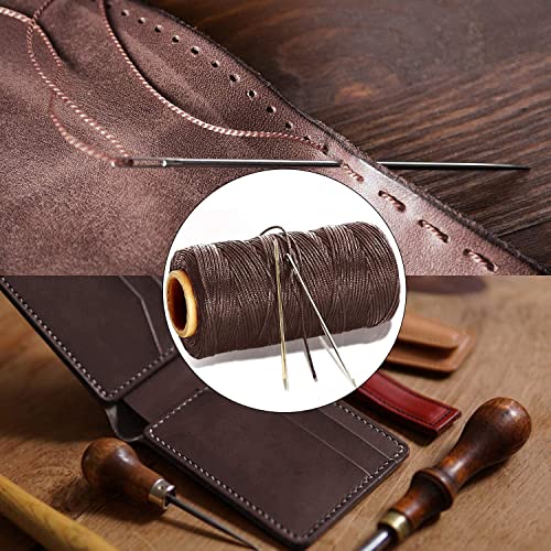 Hilo encerado plano para coser cuero 1mm 50m marrón miniatura 3