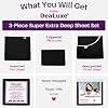 Kids Black Oversize Flat Sheet & 16 Deep Pockets Fitted Sheet - Twin Size Sheet Set - Pillowcase with Zipper Closure - Twin Sheets Sets for Girls/Boys