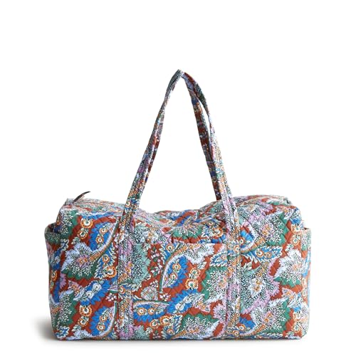 Image of Vera Bradley Women's Large Original Duffel Bag-Premium Cotton Travel, Iconic Paisley Green Jacket, One Size