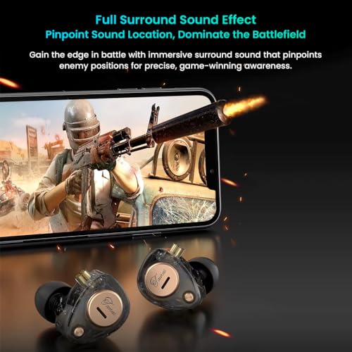 Image of KZ Taurus in-Ear Monitor Wired IEM with Mic, Dual 8mm Dynamic Drivers, Silver-Plated Detachable Cable, 2-Pin Detachable Design, Studio-Grade Hi-Fi Sound for Music, Gaming & Calls (Mic, Black)