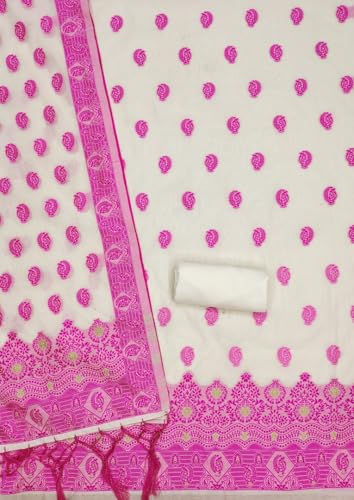 Image of Handloom Banarasi Cotton Unstitched Salwar Suit with Dupatta, 50 Inch Length, Women's Unstitched Salwar Suit Dress Material with Dupatta, Unstitched Salwar Suit Set