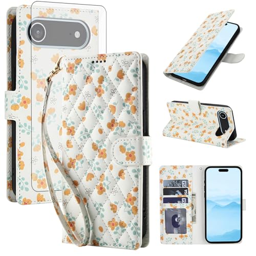 Coque iPhone 17 Air étui portefeuille à fleurs pour les sorties citadines