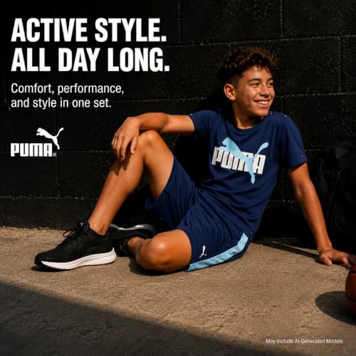 Image of PUMA Boys Active Shorts Set - 3 Piece Performance T-Shirt, Dry Fit Tank Top, and Gym Shorts - Activewear Set for Boys (4-16)