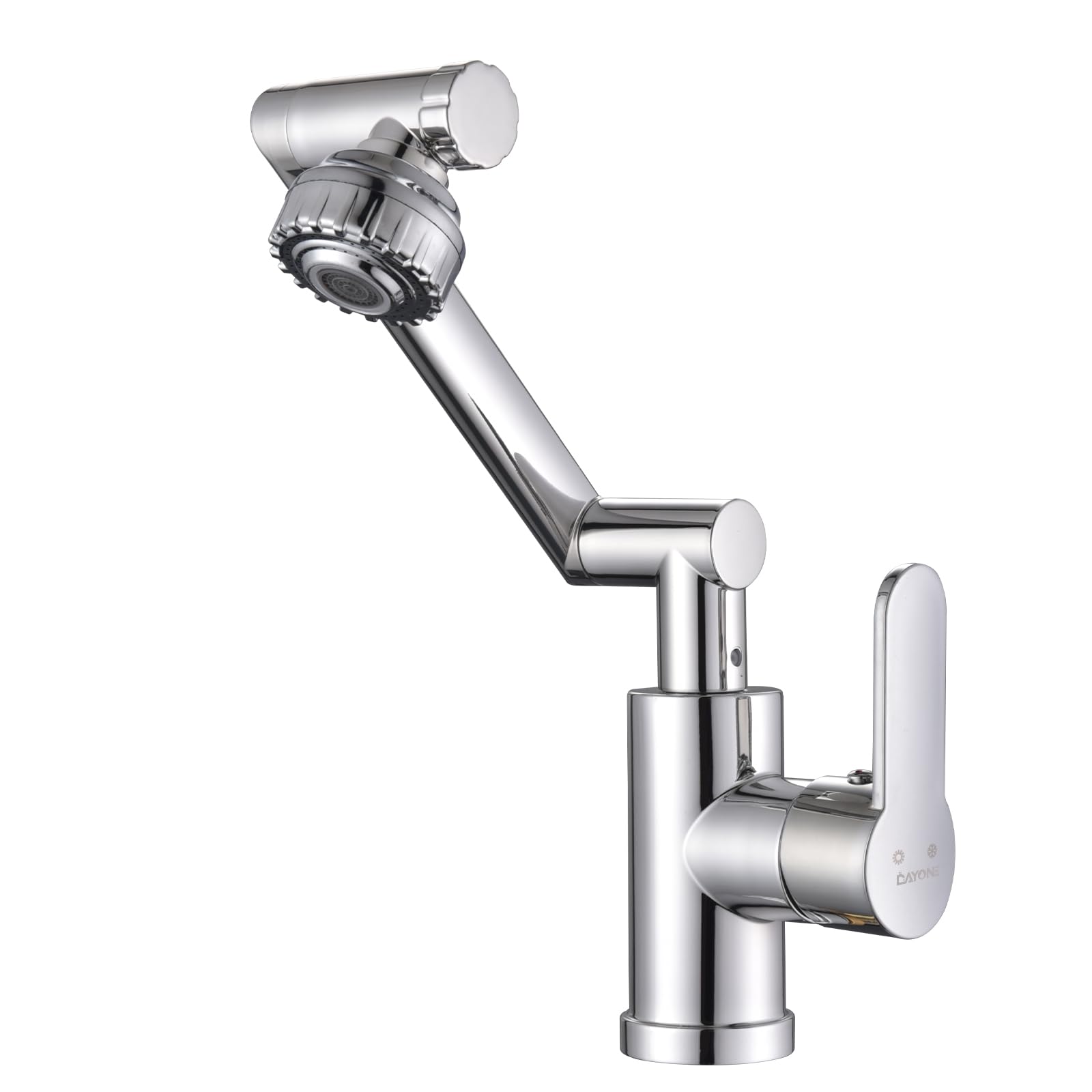 DAYONE Kitchen Tap Faucets Chrome, 360° Rotate Stainless Steel Bathroom Mixer Tap with Hot & Cold Hoses, 1080° Free Adjustable Angle Water Sink Mixer Faucet, DAY-329CP