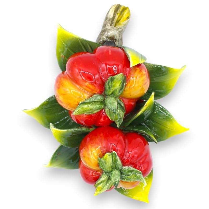 Composition de tomates feuilles céramique fine Sicilia Bedda Capaci h20