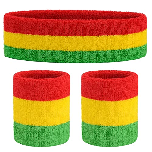 Image of ONUPGO Sweatband Set Sports Headband Wristband Set Sweatbands Terry Cloth Wristband Wrist Sweatband Headbands Moisture Wicking Sweat Absorbing Head Band