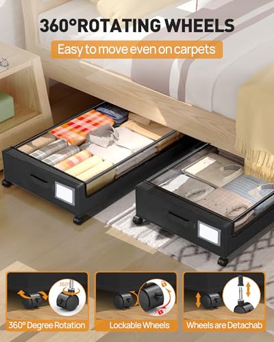 Under-Bed-Storage-With-Wheels-2-Pack-Square-Containers-60L-Bins-Rolling-Metal-Drawer-for-Clothes-Blankets-Shoes