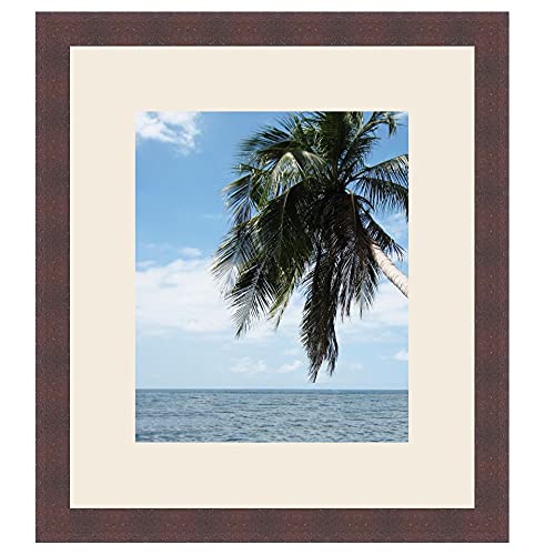 Cadre en bois wengé 22x28 cm avec marie-louise blanc cassé premium