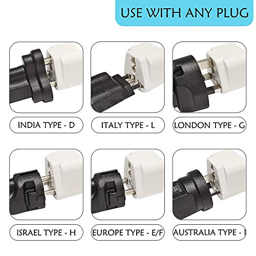 Image of Ceptics Brazil Travel Plug Adapter (Type N) - Pack of 3 [with Grounding and Universal] (GP-11C-3PK)