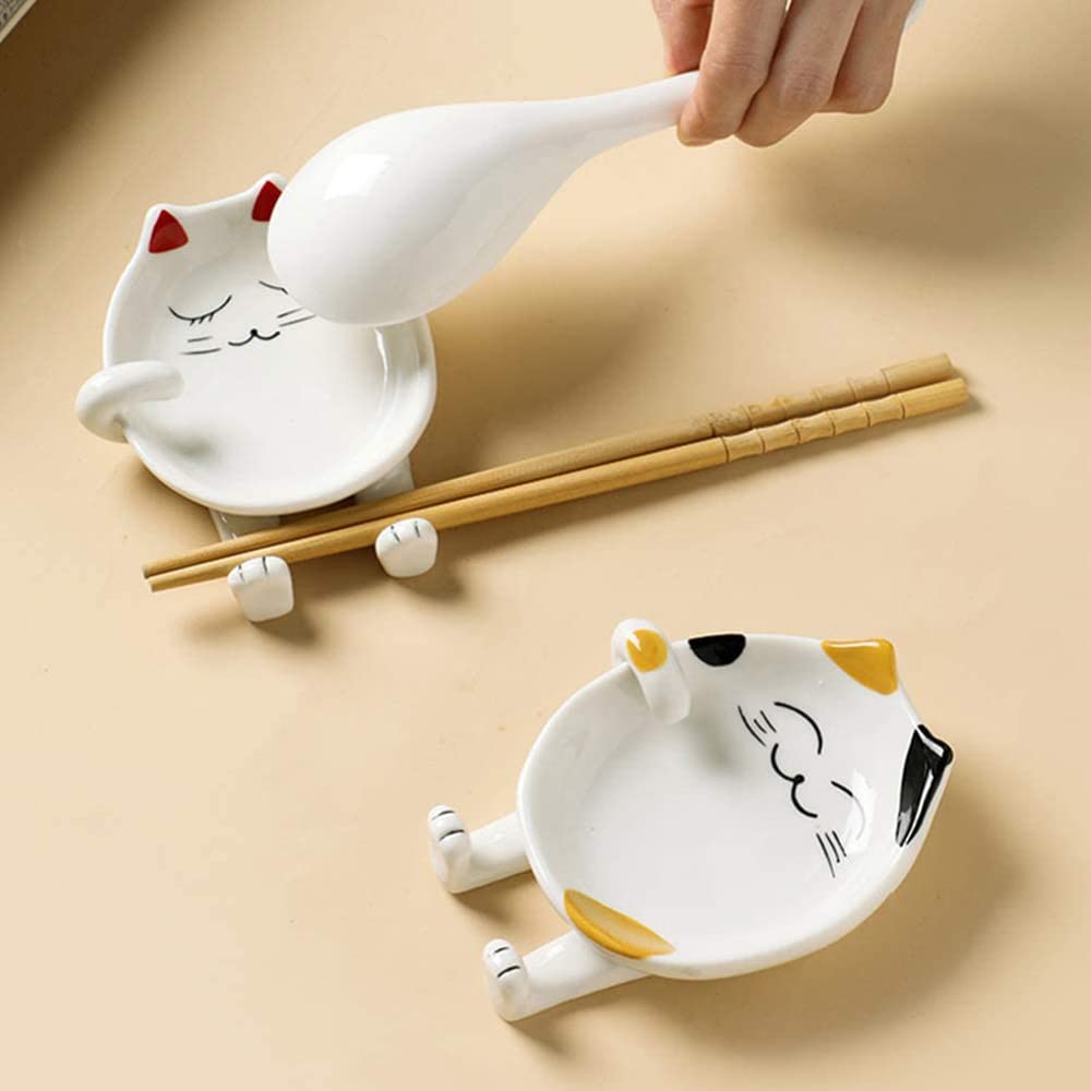 Ceramic Cat Spoon Rest for Kitchen Counter Multi-Functional Chopsticks Spoon Holder,Ceramic Utensil Holder -Essential Kitchen Gadgets & Accessories - Image 4