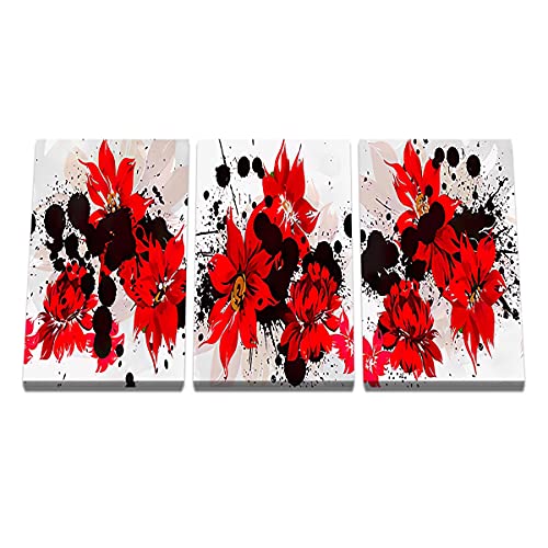 Toile à huile de qualité supérieure triptyque fleuri abstrait - 2
