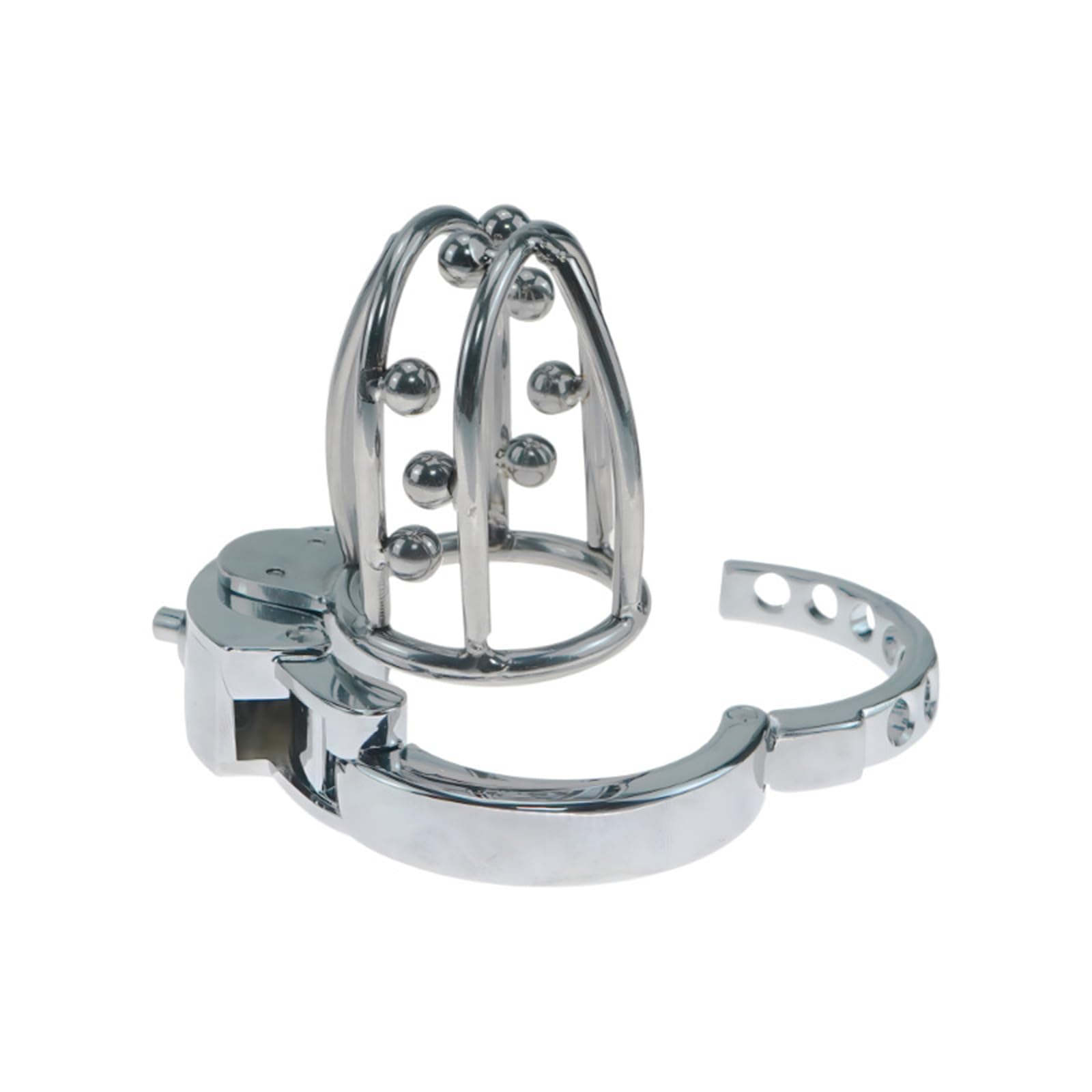 Serrure de chasteté en métal pour hommes, Perles intégrées cage à pénis serrure à pénis réglable anneau de pénis cage de chasteté entraînement cage de poulet couple