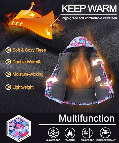 Image of M2C Boys Girls 2-Piece Snowsuit Thicken Patterned Ski Jackets and Pants