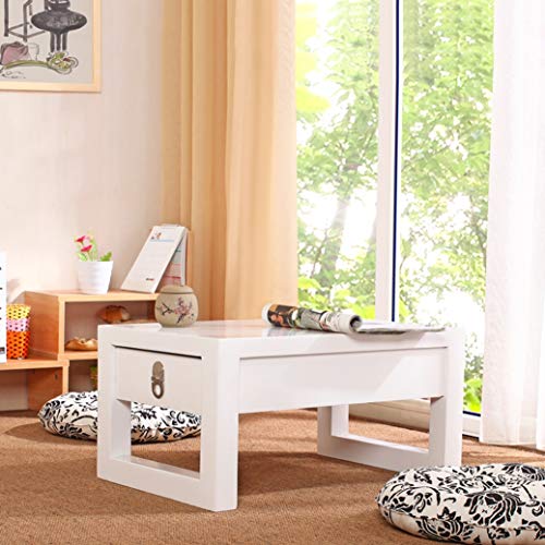 Table basse de salon blanche multifonctionnelle en bois avec tiroirs