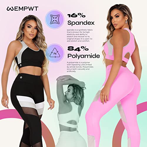 Image of Women's Workout Outfit 2 Piece | Ribbed Seamless Texture High Waist Leggings | Sports Bra Yoga & Workout Sets For Women