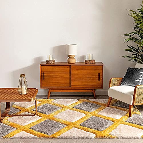 Image of Modern Soft 3D Shaggy Fur Carpets for Living Room Thick Fluffy Rugs for Bedroom, 4x4 Feet Square Multi Color