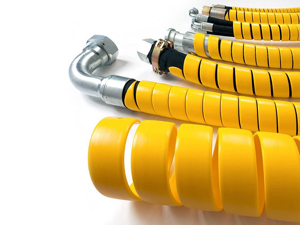 Spiral Hose Wrap/Guard Protector Sleeve HDPE size 25 - Range 20-27mm - Black & Yellow (Yellow, 50 Mtrs)