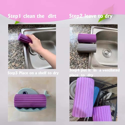 Image of 6pcs Damp Clean Duster Sponge, Reusable Wet Duster Sponge,Multiple Colors of Cleansing and Dusting Tools to aces from, Suitable for Housework, Doors, Windows, Glass, Vents, Blind Dusters