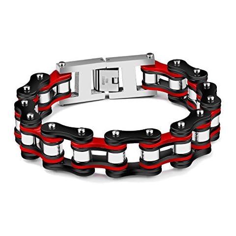 Ubeauty1999 Men's Stainless Steel 19mm Wide Bikers Bracelet Bicycle Masculine Style Metal Motorcycle Chain Bracelet for 8.66 Inch High Polish Cover
