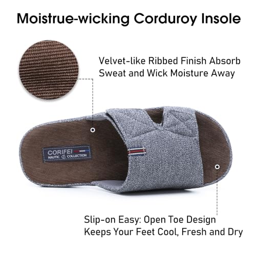 Image of House Slippers for Men Open Toe with Low Arch Support Rubber Sole