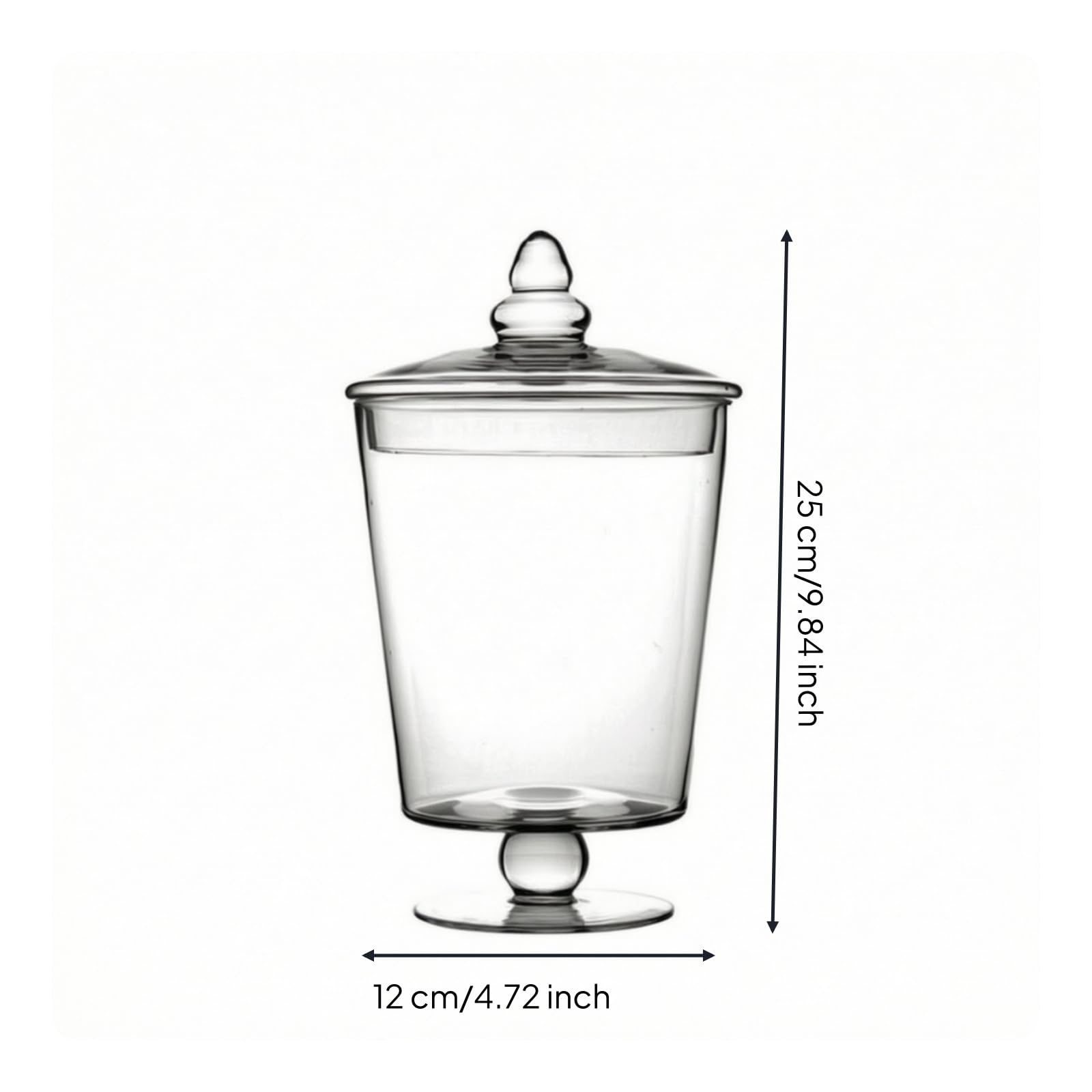 KESOTO Tarro Industrial de Cristal Transparente con Pie de Pedestal y Tapa Ajustable para Organizar Snacks Decoración de Bodas Capacidad, Mediano