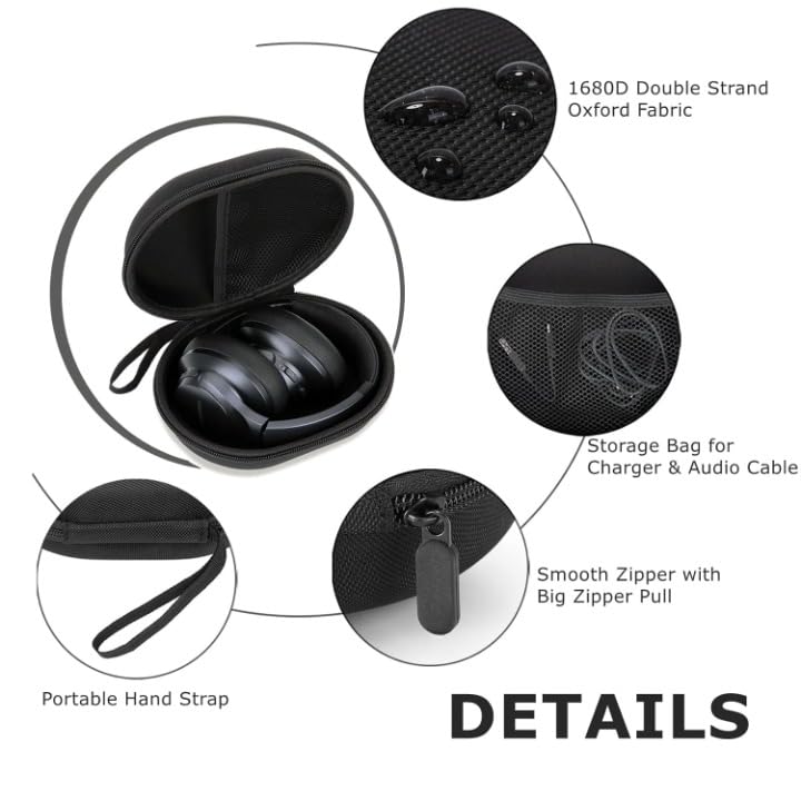 Image of M.G.R.J Foldable Headphone Case Cover for HP H200 On Ear / H300 Over Ear Wireless Headset (Hard|EVA|Black)
