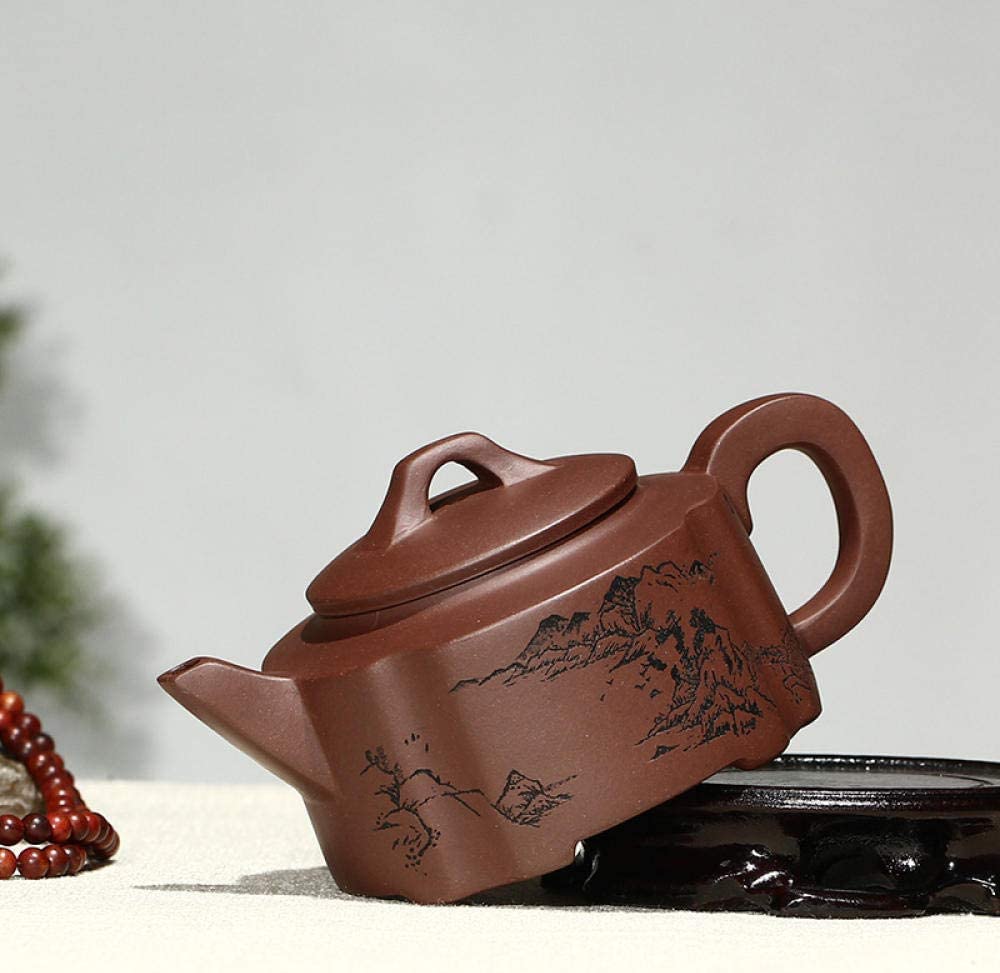 Theiere en Fonte Théière en Fonte Théière en Argile Violette De 240 ML, Pot Carré, Bouilloire Vintage Japonaise Théière Théière Fonte