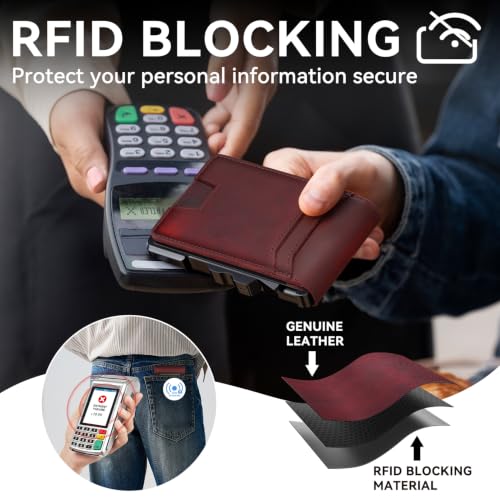 Image of furid Genuine Leather Wallet for Men: Slim RFID Smart Minimalist Wallet