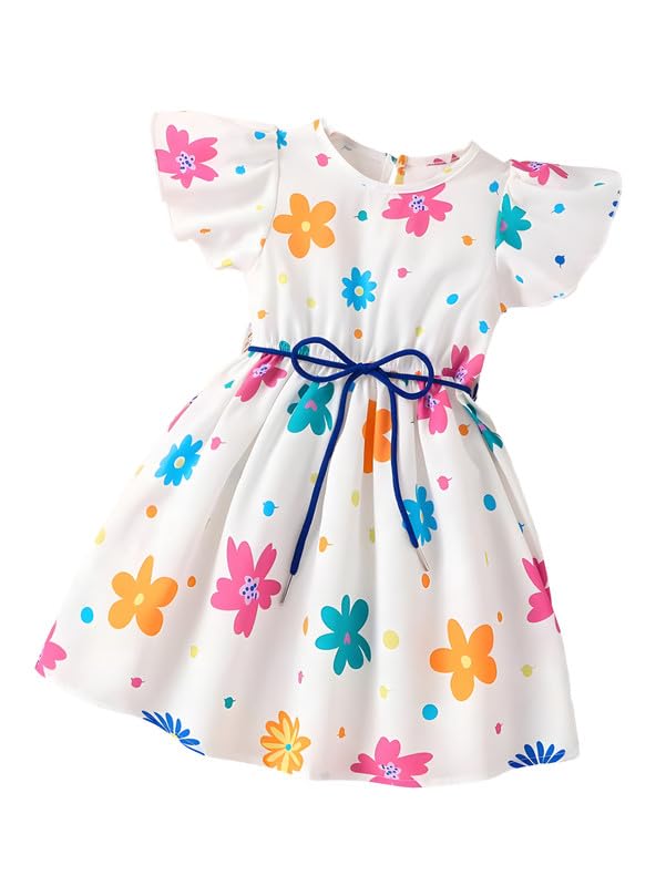 Niren Enterprise Crystal Frock with Star Prints on Dull by Dull Baby Frock Dress
