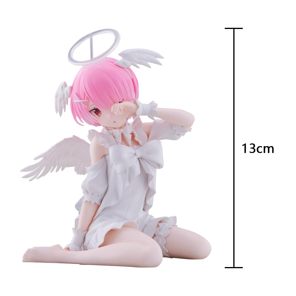 Anime Re:0 Figur Rem Statue, 13 cm Engel Uniform Rem Actionfigur sitzende Pose Modell PVC Cartoon Figur Sammlerstück Desktop Dekoration