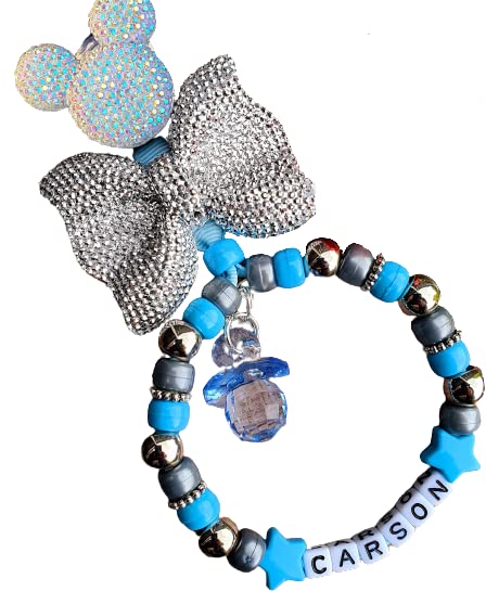 Personalised pram charm in Grey silver Blue for baby boys Girls