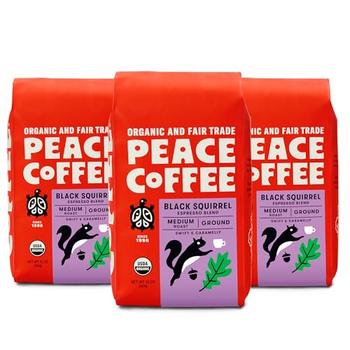Peace Coffee Black Squirrel Espresso Blend | 12 oz Bag,