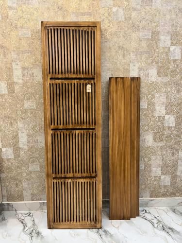 Image of Wooden Partition Divider for Living Room, Partition Wall, Privacy Divider, Freestanding Folding Panels for (6 Feet 6 Panel with 3 Shelves) (6 Feet 6 Panel Teak Brown)