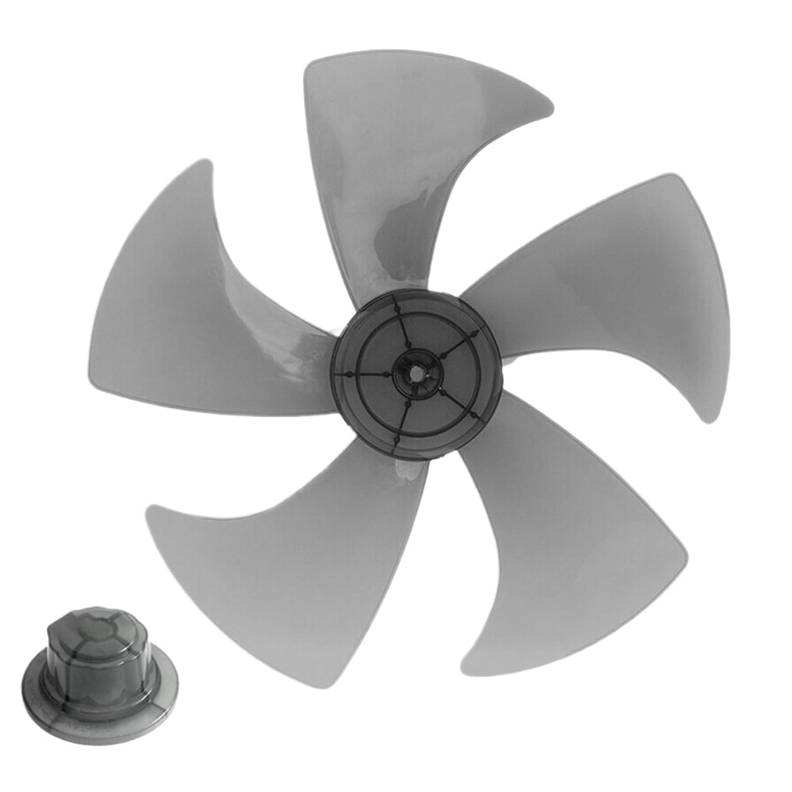 FOELANNE Plastic Fan Blade, ABS Fan Blade 14 inch 5 Leaves With Nut Cover Multicolor(Transparent Black)