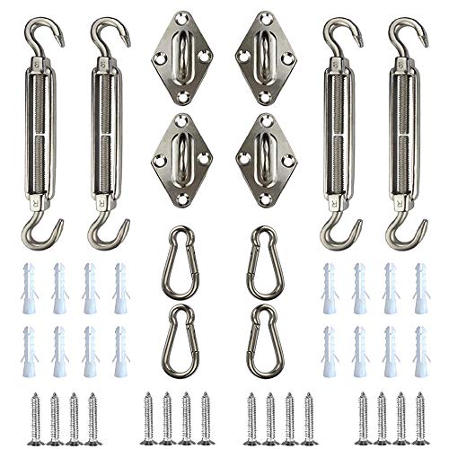 YOUYUAN Sun Shade Sail Hardware Kit 6 inch for Square/Rectangle/Triangle Sun Shade Sail 304 Anti-Rust Stainless Steel Sun Shade Sail Kit