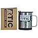 RTIC Coffee Mug with Handle, 12oz, Brush Steele, Portable Travel Thermal Camping Cup, Vacuum-Insulated with Lid, Stainless Steel, Sweat Proof, Keeps Hot & Cold Longer